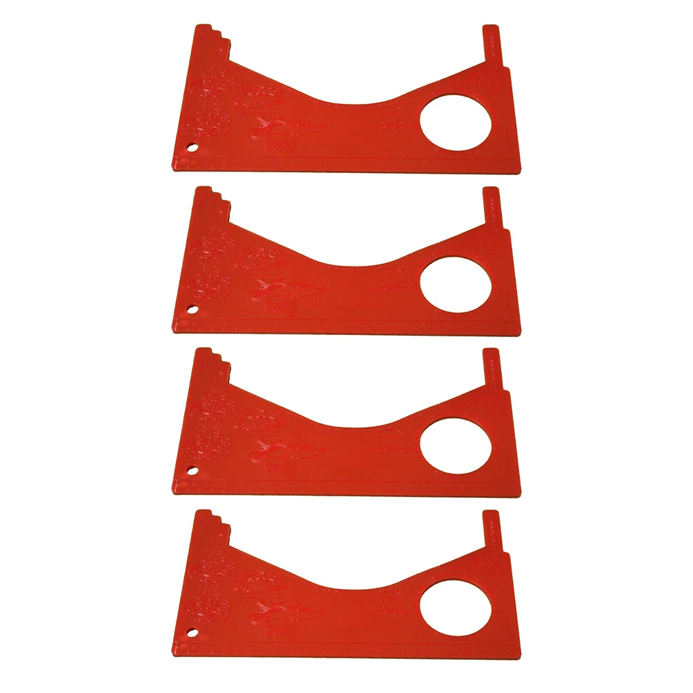 Herramienta para Medir Cangrejos y Almejas, Juego de 4 Piezas, Color Rojo Brillante, Escalas Claras, Diseño Portátil, 150g