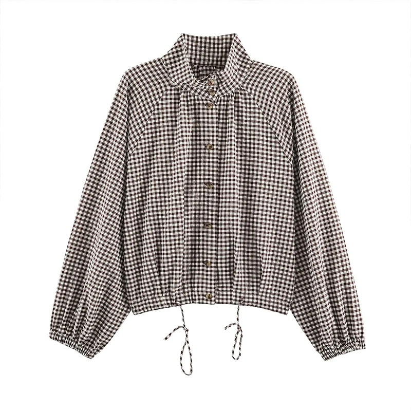 Women's Shirts Jackets Autumn 2026 New Fashion Plaid Loose Young Blouses Chic Autumn Elegant Travel Warm Street Blouses Tops 5