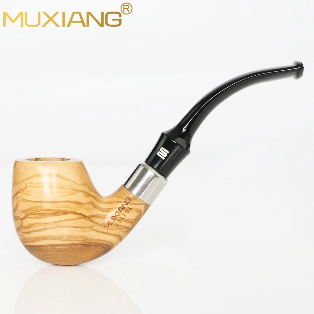 

Detachable Portable Olive Wood Natural Color Bent Tobacco Pipe 9mm Filter Vintage Pipe Set Gift For Smoker Men Gift