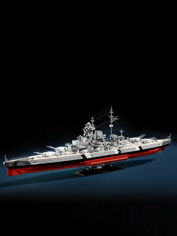1:300 Bismarck Klasse Slagschip Bouwstenen WW2 Militaire Oorlogsschip Montage Baksteen Model Kit Jongens Speelgoed Volwassenen Kinderen Gift 2686PCS - afbeelding 2