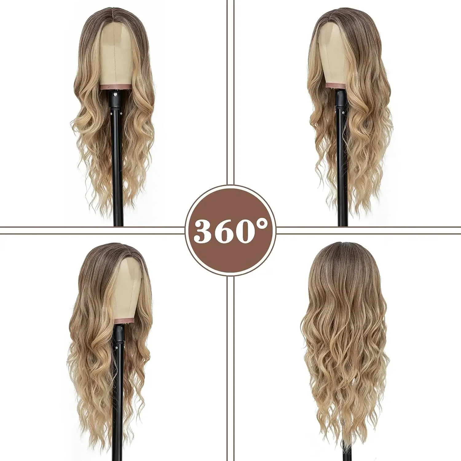Cosplay Blonde Damenperücken Ombre Blonde Lockige Perücke im Ausverkauf Leimlose Rosa Schwarz Lila Perücke Damen Synthetische Wigund – Detail 7