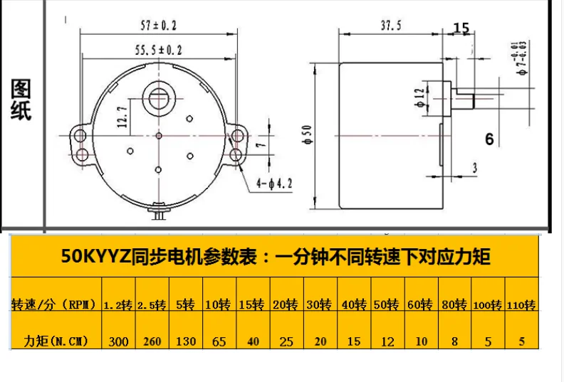 new 50KTYZ Permanent magnet synchronous motor AC 110v 220V speed reducer motors controllable positive and negative inversion 6W