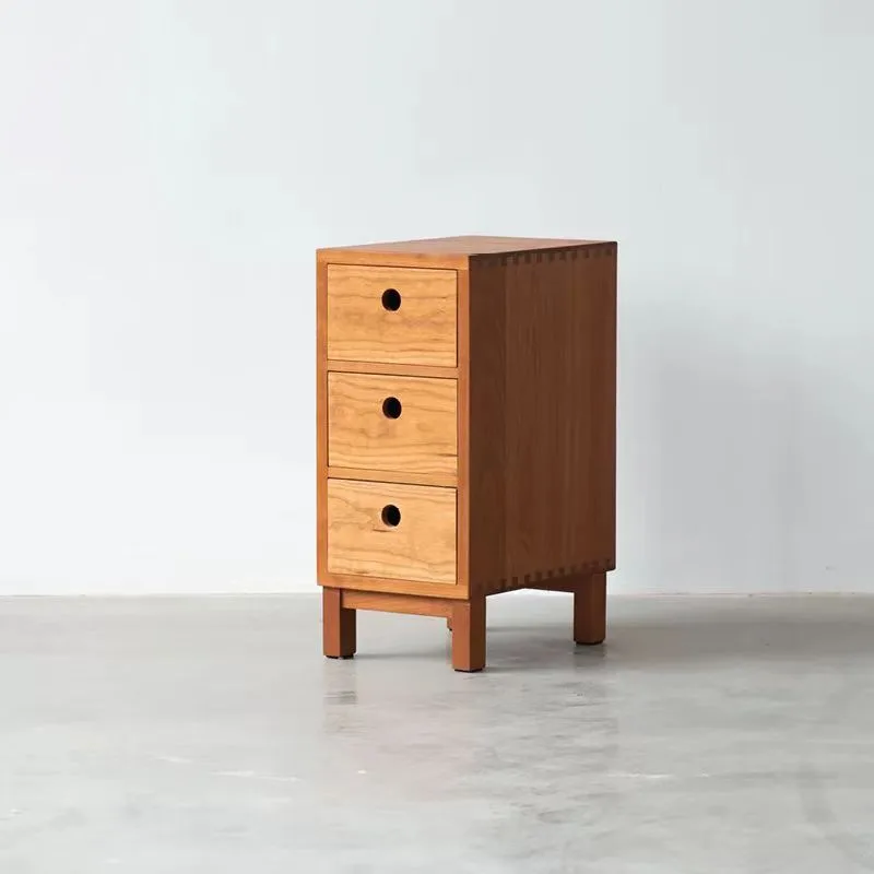 Bedside cabinet narrow three pumping bedside cabinet wood wax oil black walnut cherry solid wood bedside table