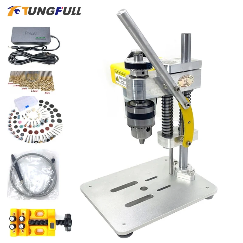 Mini Bench Drill Milling Machine 120W Multifunctional High Precision DIY Wood Metal Drilling Machine B10 Chuck Hole Puncher