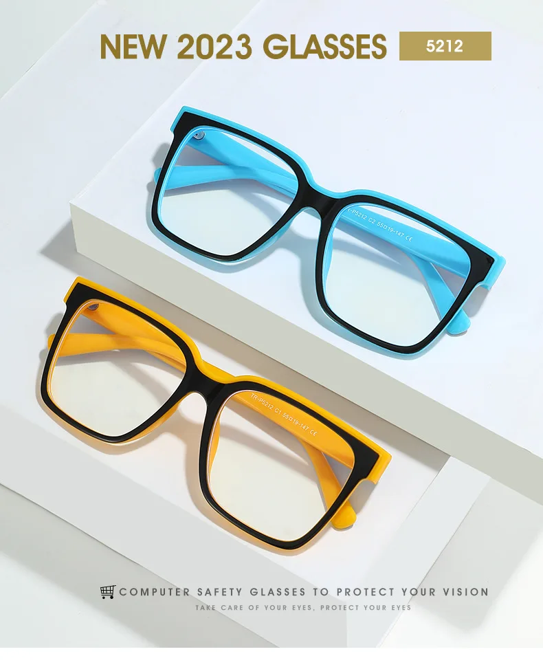 The new TR anti-blue light glasses female square box color collision fashion flat mirror ins Europe and the United States trend