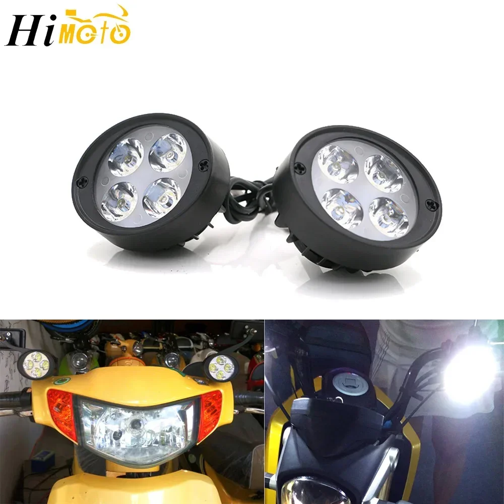 Motocicleta scooter e-bike 4-led farol cabeça luz lâmpada farol luz de nevoeiro para harley honda yamaha atvs pit dirt bikes