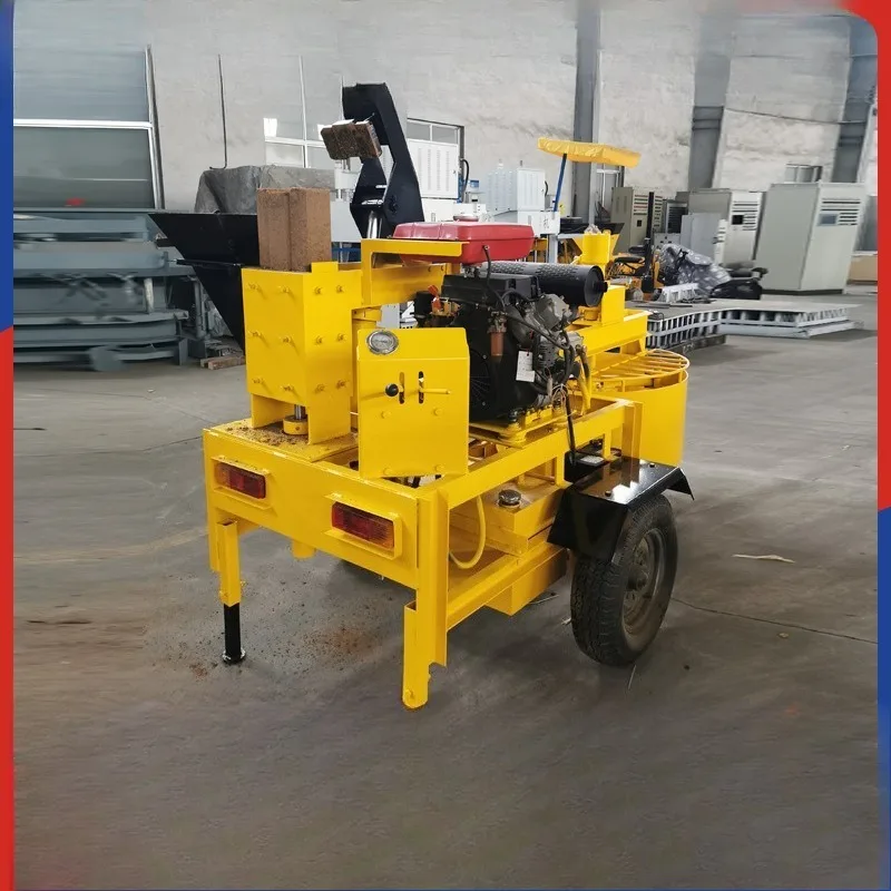 Portable Hydraulic Concrete Brick Making Machine Mobile Cement Block Machine Hollow Brick Egg Laying Paver Curb Stone Maker