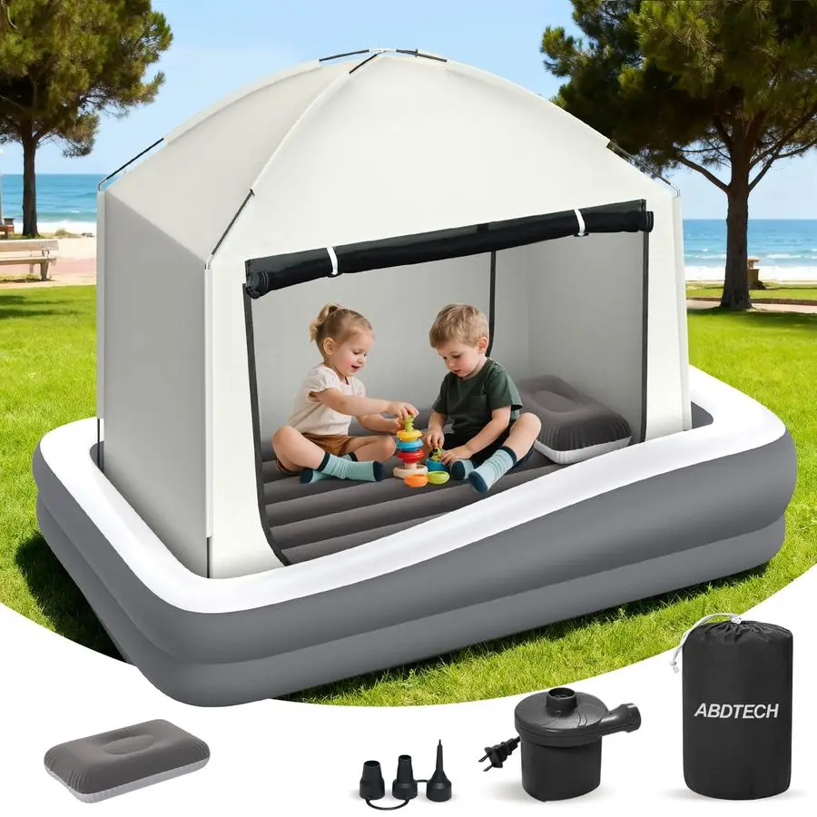 سرير سفر للأطفال الصغار مع مرتبة هوائية للأطفال مع مضخة عالية السرعة محمولة وأسرة هوائية مع جوانب أمان وحقيبة حمل Li