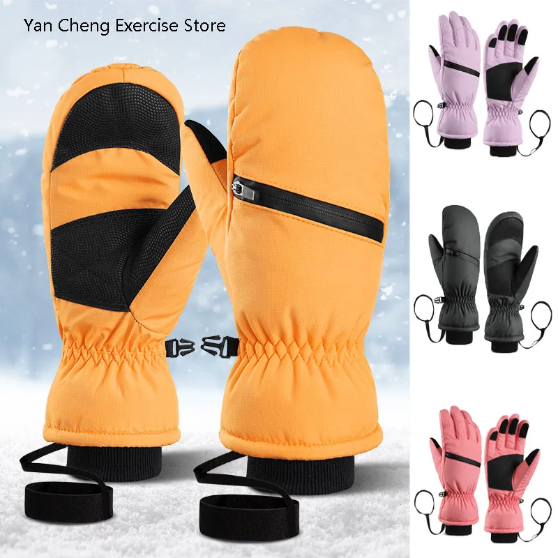 Winter Professional Skiing Gloves Full Finger Velvet Outdoor Riding Mountaineering Gloves Windproof Touchscreen Gloves for Adult