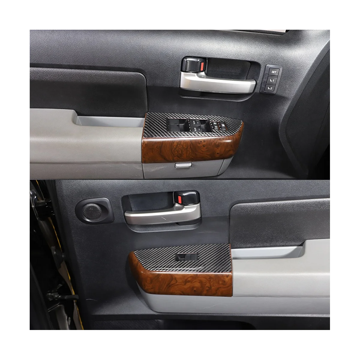 For /Sequoia 2007-2013 LHD Car Window Lift Frame Decoration Cover Trim Stickers - Soft Carbon Fiber