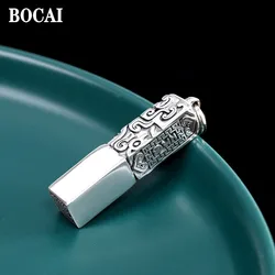 BOCAI New Real s999 Pure Silver Jewelry Accessories Exquisite Carving Seal Man and Women Pendant Fashion Good Luck Gift