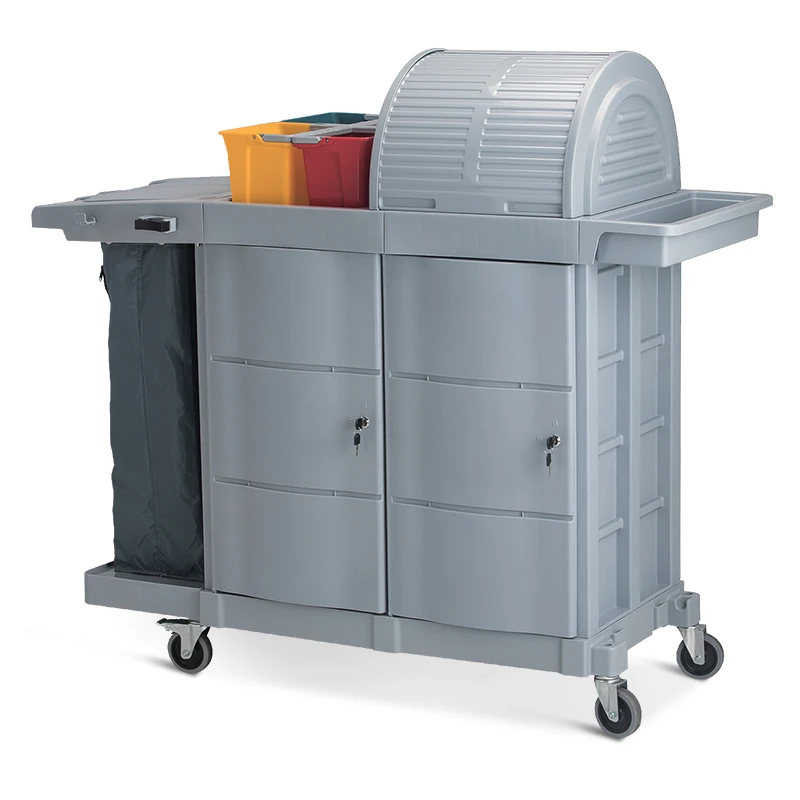 Luxury Multifunction Service Cart With Door For Restaurant Hotel Janitorial Laundry Use Bar Cart Rolling Food Delivery Cart