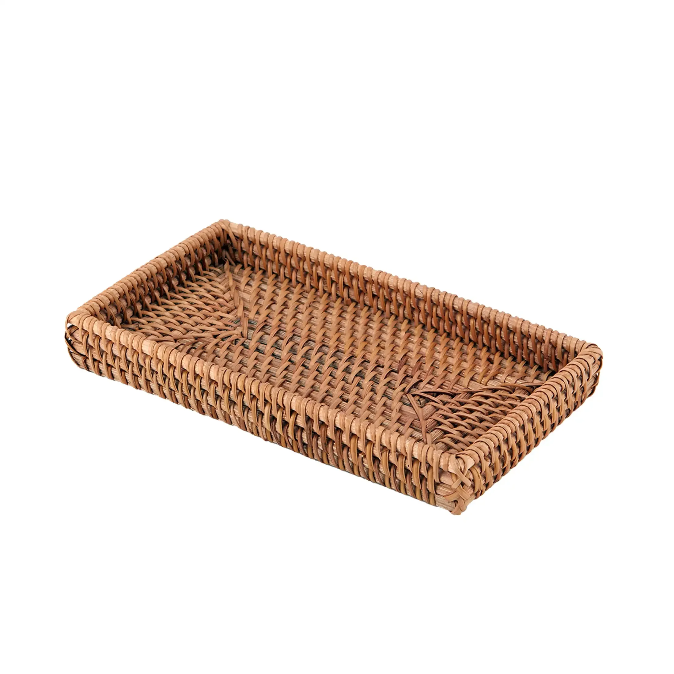 

Better Homes & Gardens Rattan Bathroom Cosmetic & Toiletry Tray with Raised Edges, Brown