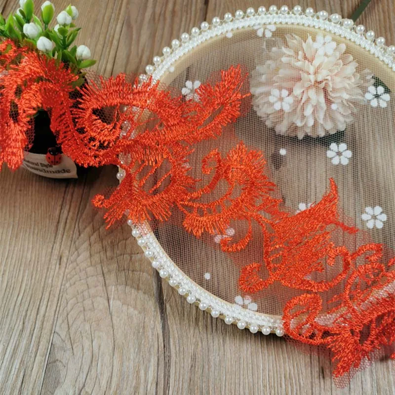 

16Yards Luxury Red Fabric Water Soluble Lace Trim Ribbon Handmade DIY Sewing Craft For Costume Decoration