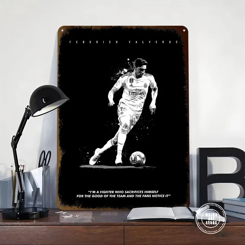 FEDERICO VALVERDE 3D Texture Metal Poster Customized Wall Art Tin Sign Gift for Mancave Decoration Home Decor Items Funny Signs