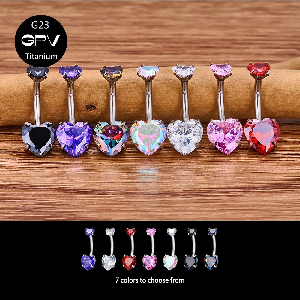 Wholesale G23 Titanium Double Head Love Navel Rings Fashionable And Luxurious Navel Decorations Perforated Jewelry Navel Nail