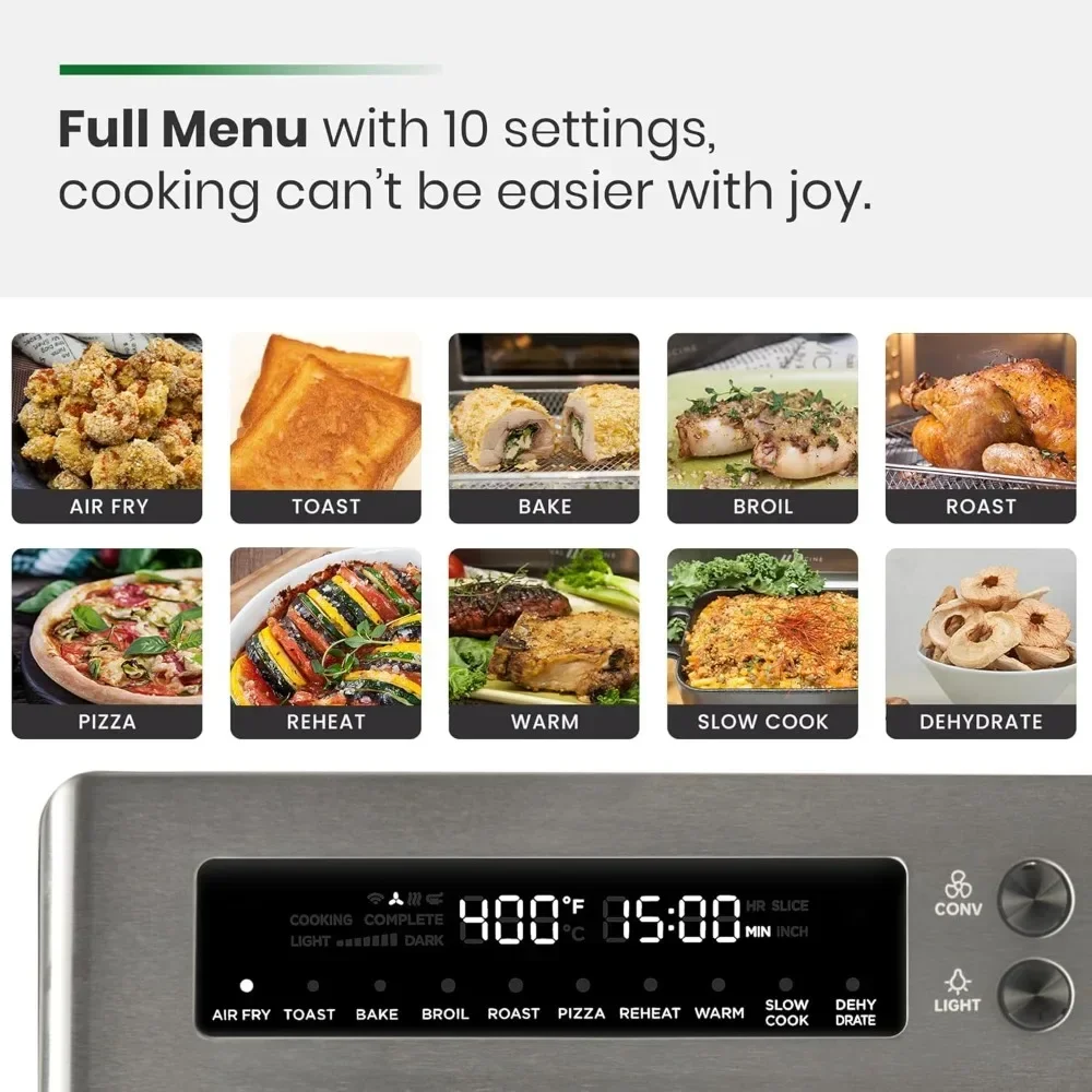 

Air Fryer Toaster Oven, Extra Large Countertop Convection Oven 10-in-1 Combo, 6-Slice Toast, Enamel Baking Pan