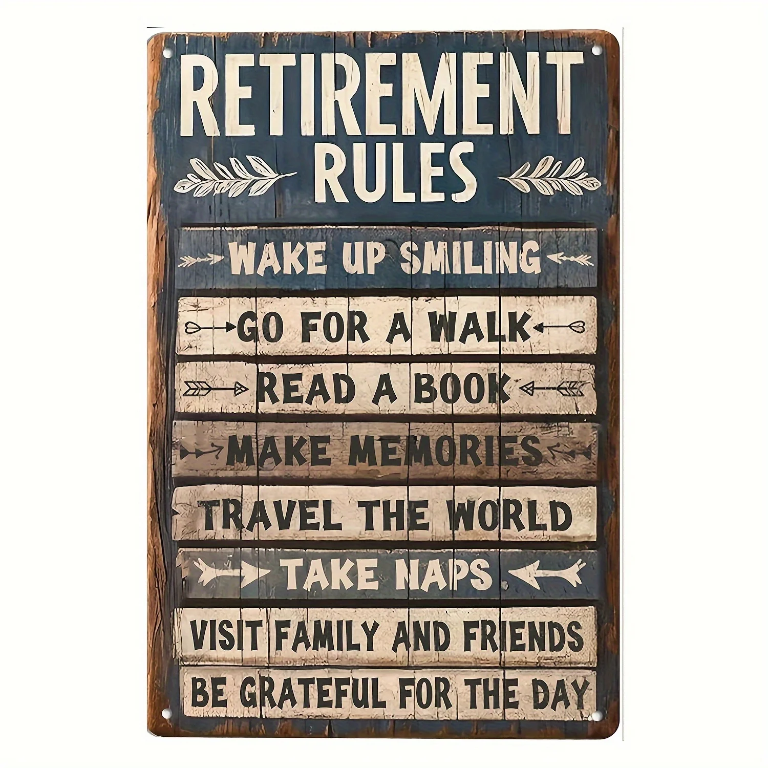 1pc Retirement Rules Tin Sign, 12.0x8.0inch - Rustic Wall Decor with Inspirational Retirement Phrases, Durable Pewter Material