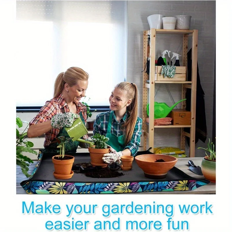 50cm*50cm Foldable Waterproof PE Plant Repotting Mat Flower Pots Transplanting Mat Gardening Potting Pad Garden Clean Work Tray