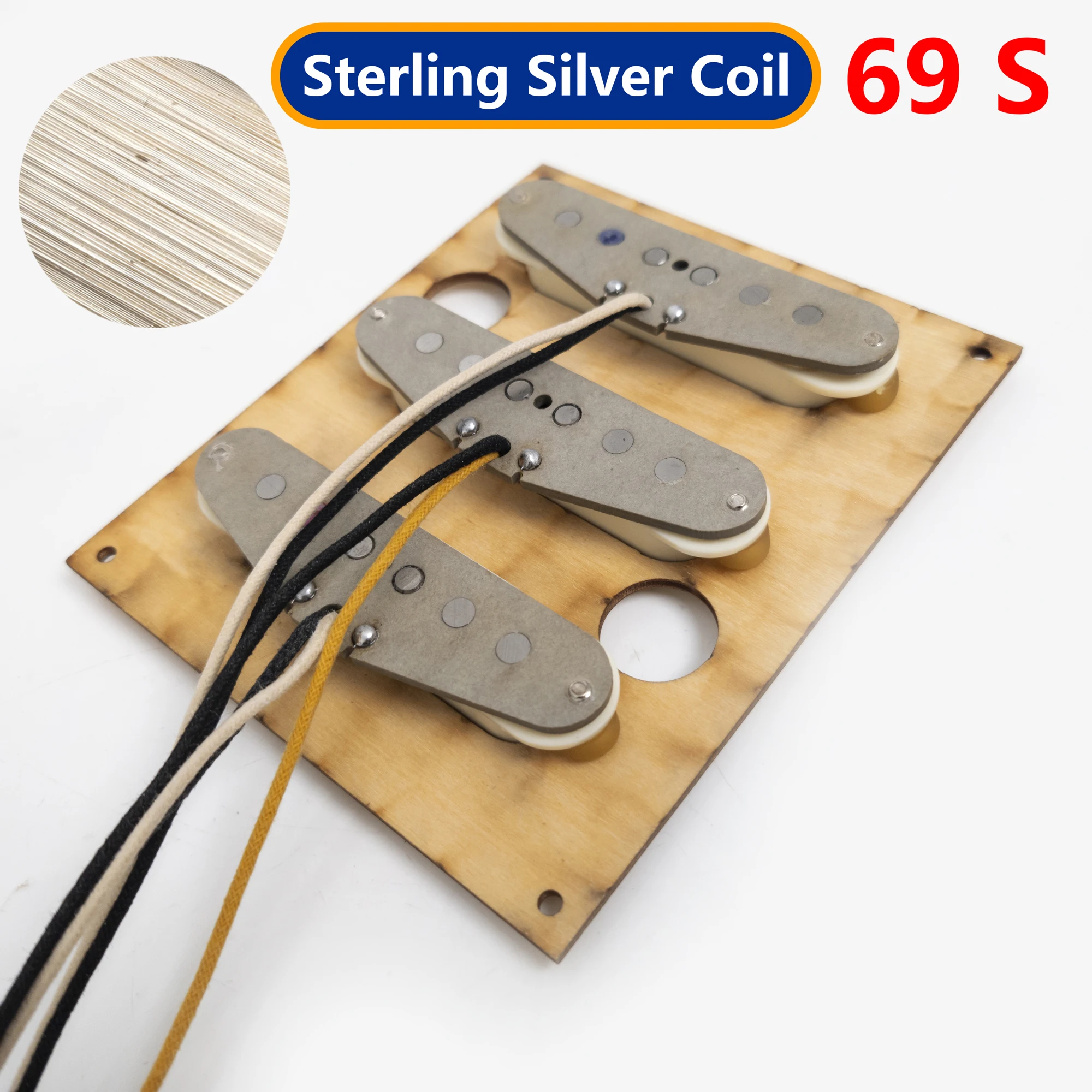 

SSS Electric Guitar Pickups Pure Silver-Wound 69S Neck Middle Bridge Pickup Set for ST Guitars Replacement Parts