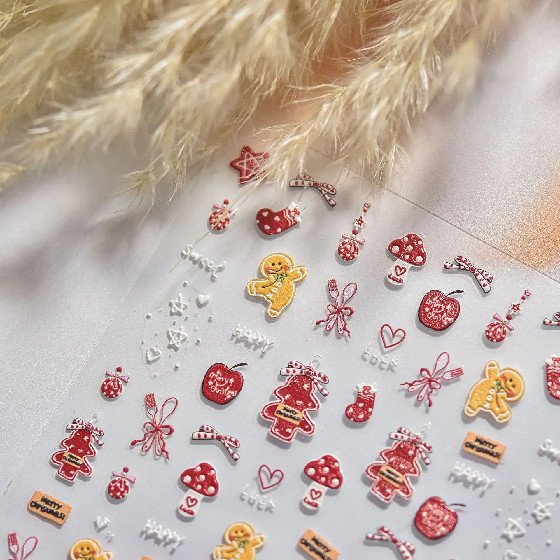 Cute Warm Merry Christmas Bear High Quality Nail Art Sticker Design Decoration Decals DIY Manicure T-4732