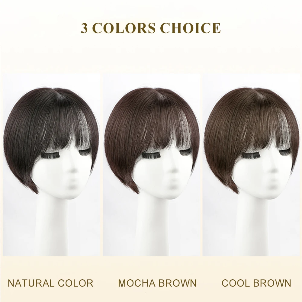 Short Layered Human Hair Wigs Straight Bob Wigs Human Hair for Women Natural Black Brown Real Human Bob Wig with Bangs