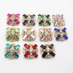 LKERAN 5Pcs 25mm Shank Sewing Square Rhinestone Buttons For Clothing DIY Wedding Metal Crafts Decorative Accessories