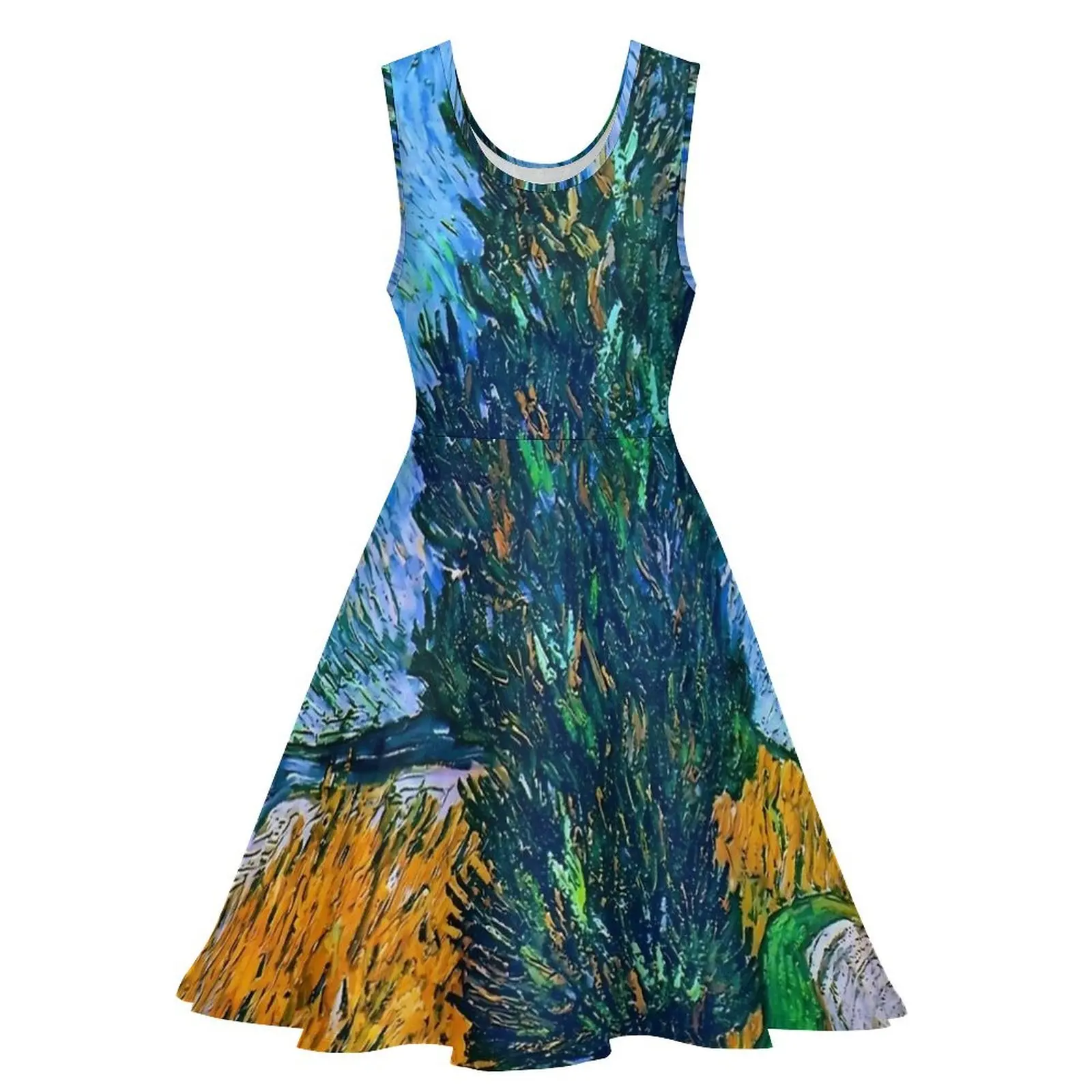 Van Gogh Dress Road with Cypress and Star Boho Dresses Sleeveless Casual Oversized Skate Dress Ladies Design Vestido