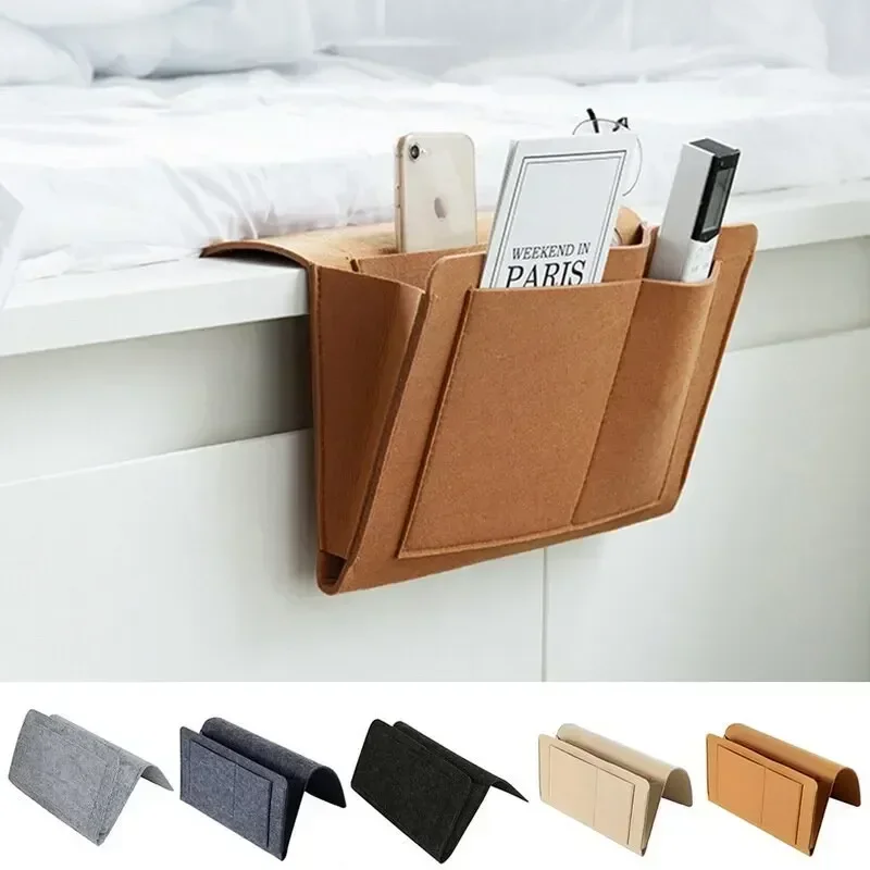 Felt Bedside Storage Organizer Bag Phone Book Magazine Holder Pockets Hanging Storage Bag Baby Tissue Box Sofa Side Pouch Bag