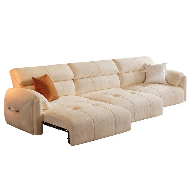 

Elephant Ear Electric Fabric Sofa Living Room Straight Row Cream Wind Retractable Small Unit Multifunctional Sofa Bed