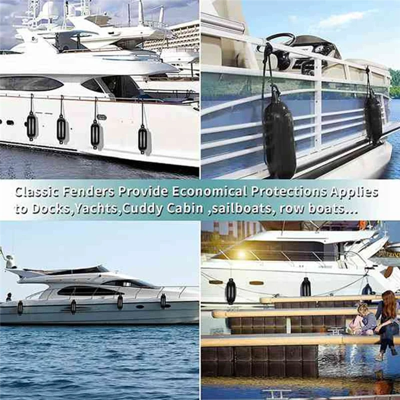 

Boat Fenders 6.5X23 Inflatable Ribbed Boat Fenders With Fenders Line 6.5Ft Needle And Pump