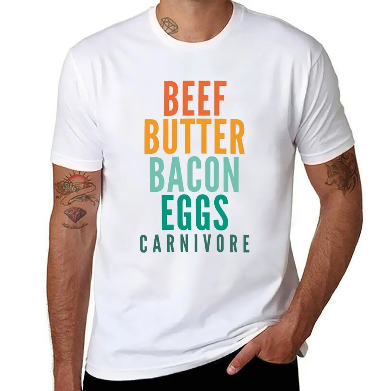

Beef - Butter - Bacon - Eggs Carnivore T-Shirt man t shirts cotton t shirt custom print T-Shirt