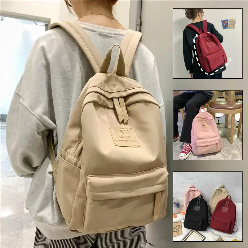 

Waterproof Teenage Bookbag Nylon Rucksack Fashion Girl Backpack Women Shoulder Bag High School Schoolbag Black