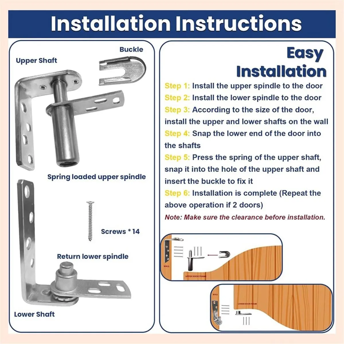【UPGRADED VERSION】Self Closing Saloon Door Hinges, 304 Stainless Steel Self-Return Dual Swing Cafe Hinges for Bar, Patio Large S