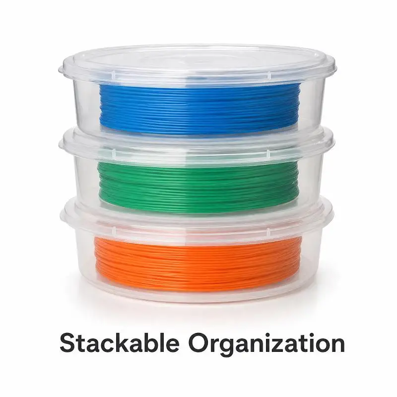 New 5Pcs Clear Round 3D Printer Filament Storage Box Stackable Moisture Proof Dust Proof Spool Filament Organizer