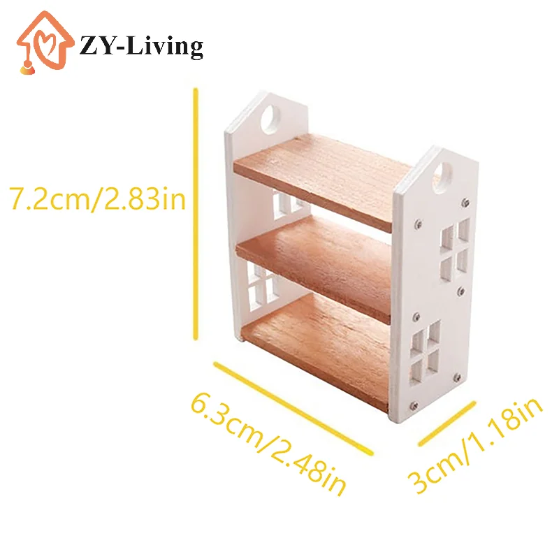 1:12 Dollhouse Miniature Bookshelf Three-tier Storage Rack Display Stand Furniture Model Decor Toy Doll House Accessories view 6