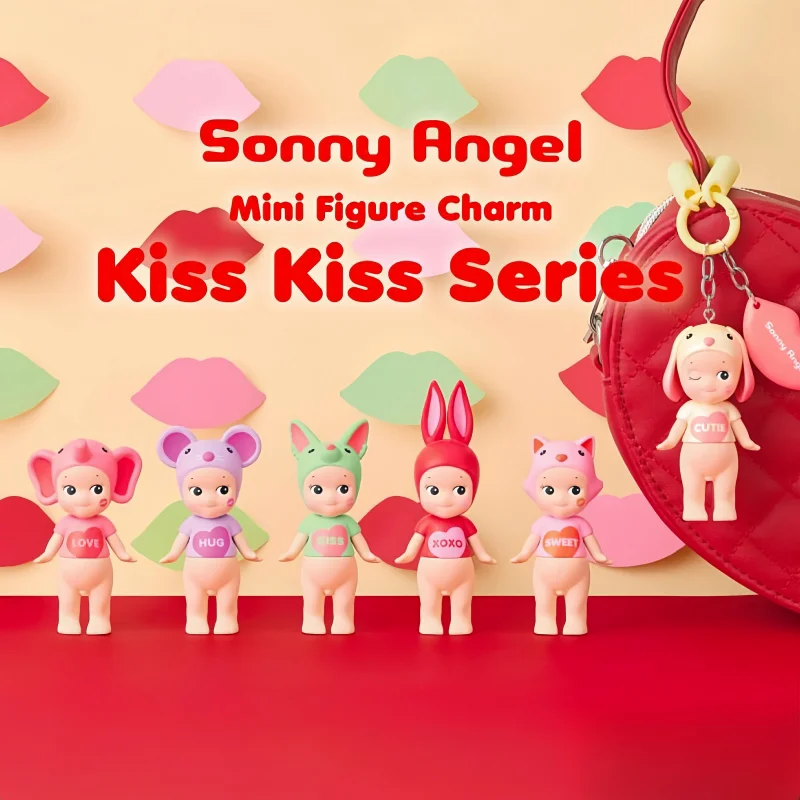 Original Sonny Angel Valentine Day Limited KissKiss Series Whole Box Of 6pcs Blind Box Hand Model Key Chain Fan Collection Gifts