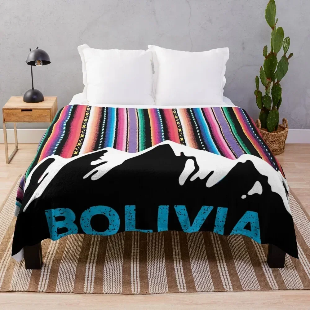 

Andean Bolivian mountains and colorful aguayo sky Throw Blanket Machine Washable Soft Warm Blanket