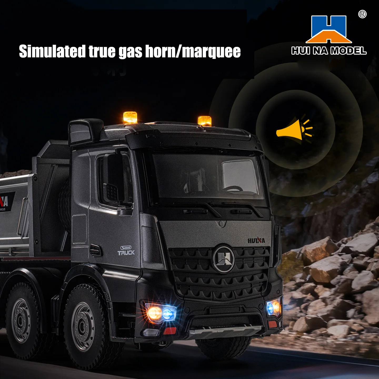 536pro nouveau 13CH 1:14 télécommande en alliage à grande échelle 8 roues robuste ingénierie camion à benne basculante jouet télécommandé avec lumières