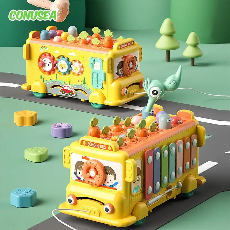 Multifunctional children's bus storage box toy