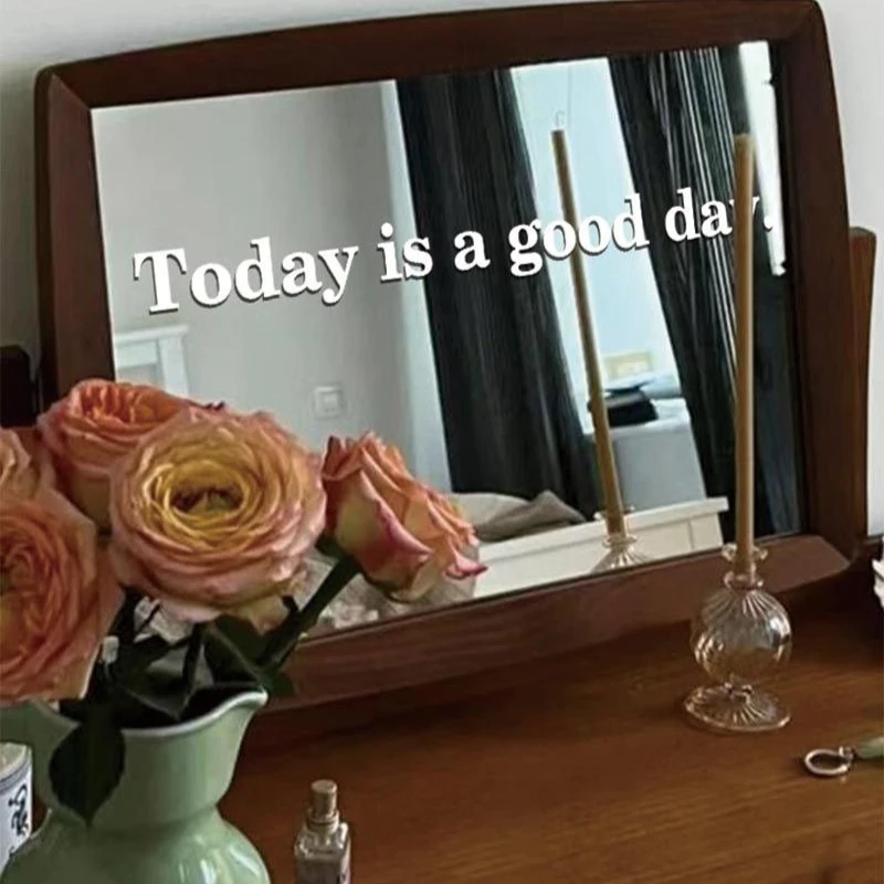 Today Is A Good Day Wall Stickers Korean Style Window Glass Mirror Stickers Creative Decorative