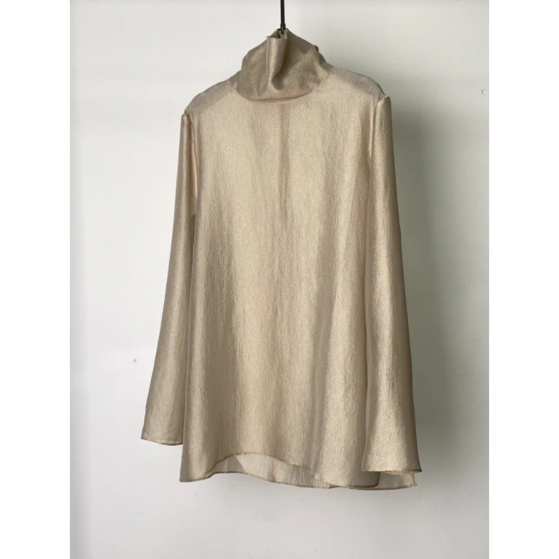 

Spring Summer Turtleneck Shirt Women 2026 New Fashion Loose Casual Temperament Blouse Pullover Pure Colour Female