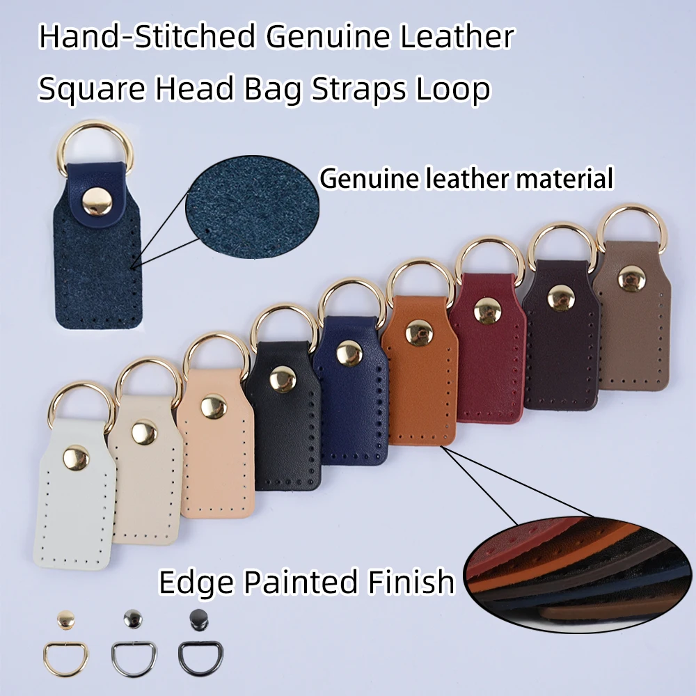 Hand Sewn Genuine Leather DIY Square Head Bag Pieces Replacement Strap Connectors Bag Buckle Accessories