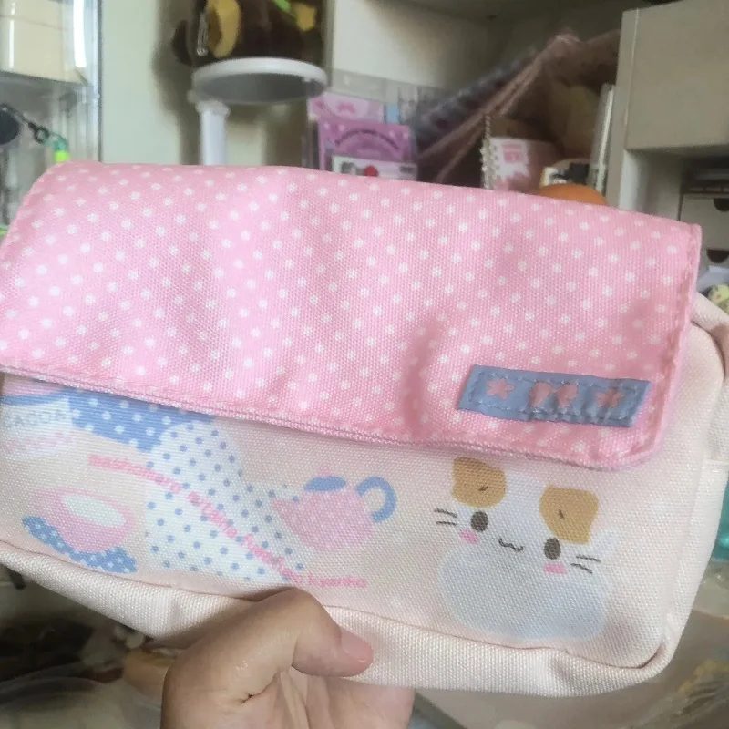 Estuche para lápices Kawaii Melody Masyumaro Fluffy Fuwa Nyanko Cat, bonito estuche para lápices, organizador de almacenamiento, bolsa de maquillaje, bolsas de cosméticos, regalo