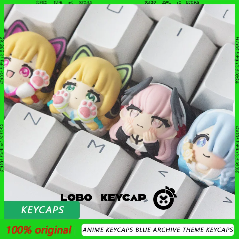 Anime Keycaps Blue Archive Theme Keycaps Personalized Resin Custom Art Mechanical Keyboard Keycaps Suitable For Mad 60/68