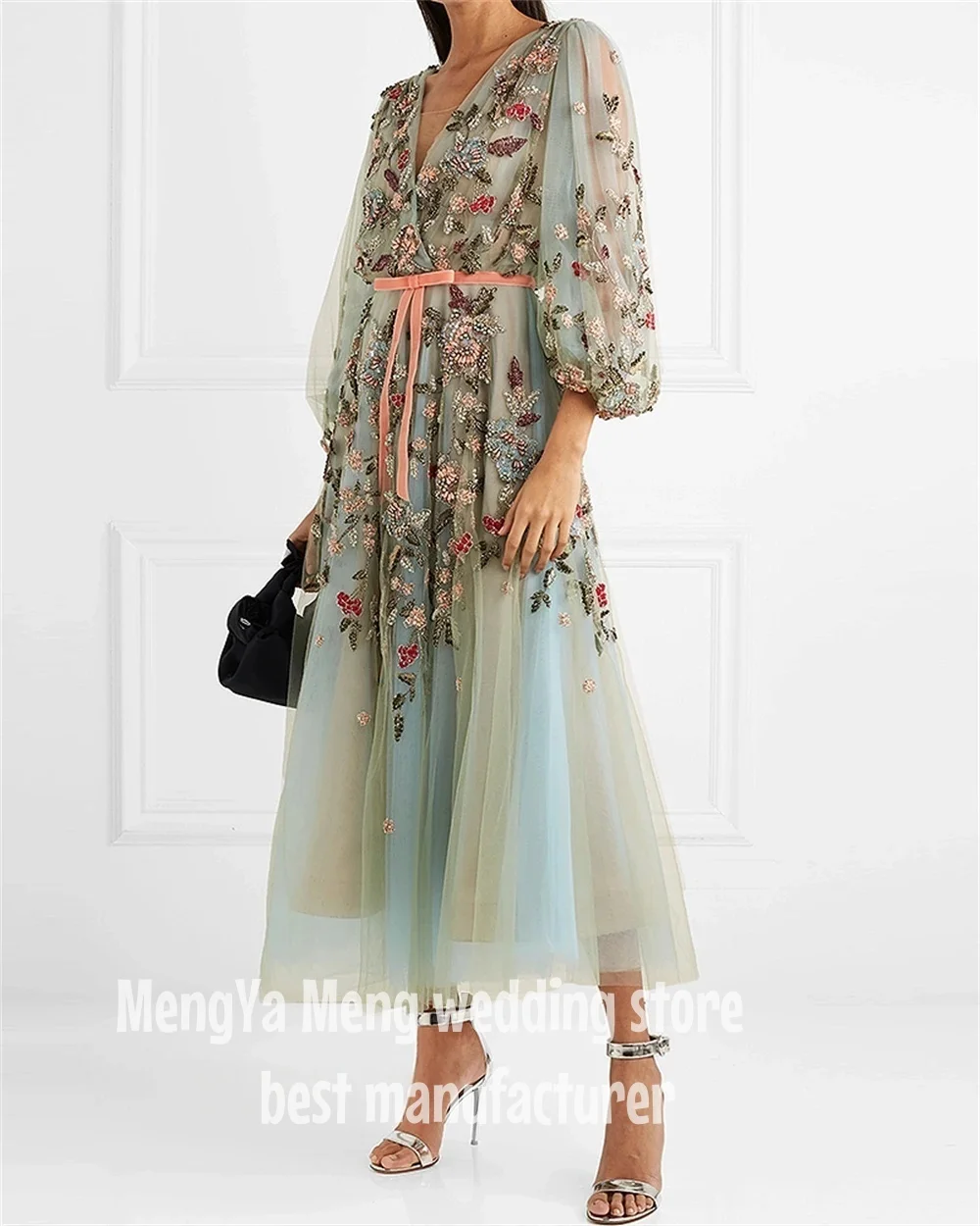 ZHUISHU 2025 ที่กําหนดเองคลาสสิกสไตล์โมเดิร์นชุดราตรี V คอ A-Line Appliques Tulle Bespoke โอกาสชุดราตรี