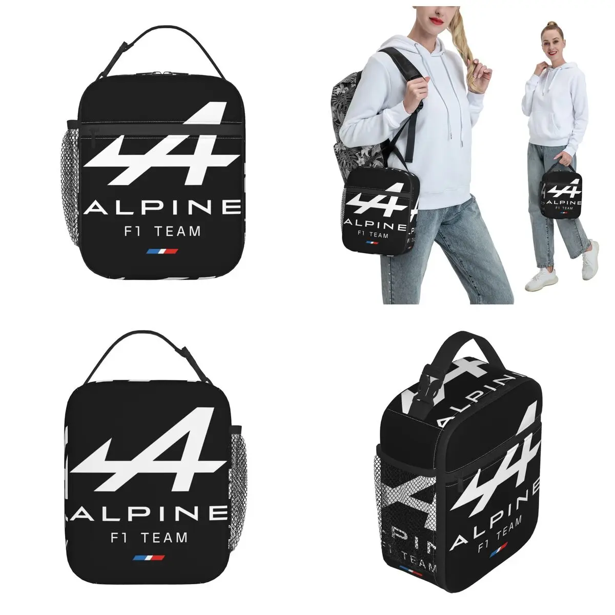 Alpine F1 Team Logo bolsas de almuerzo aisladas, caja de comida, enfriador reutilizable, cajas de almuerzo térmicas