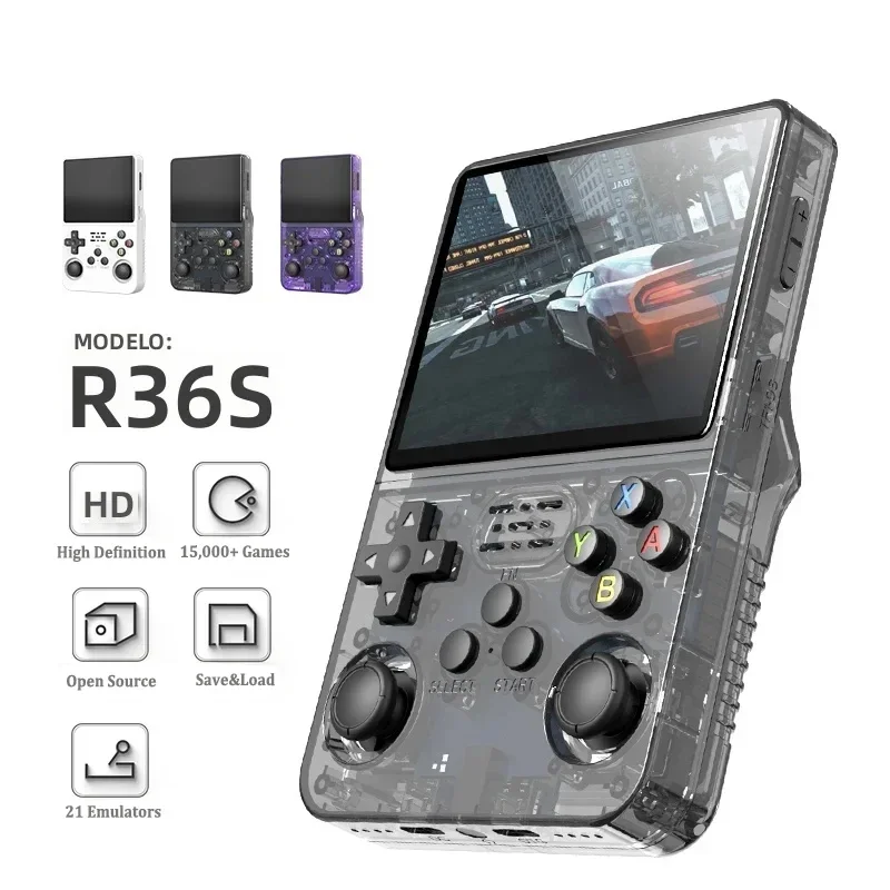 

R36S Retro Handheld Video Game Console Linux System 3.5-inch IPS Screen Portable Handheld Video Player 64GB 10000 Games