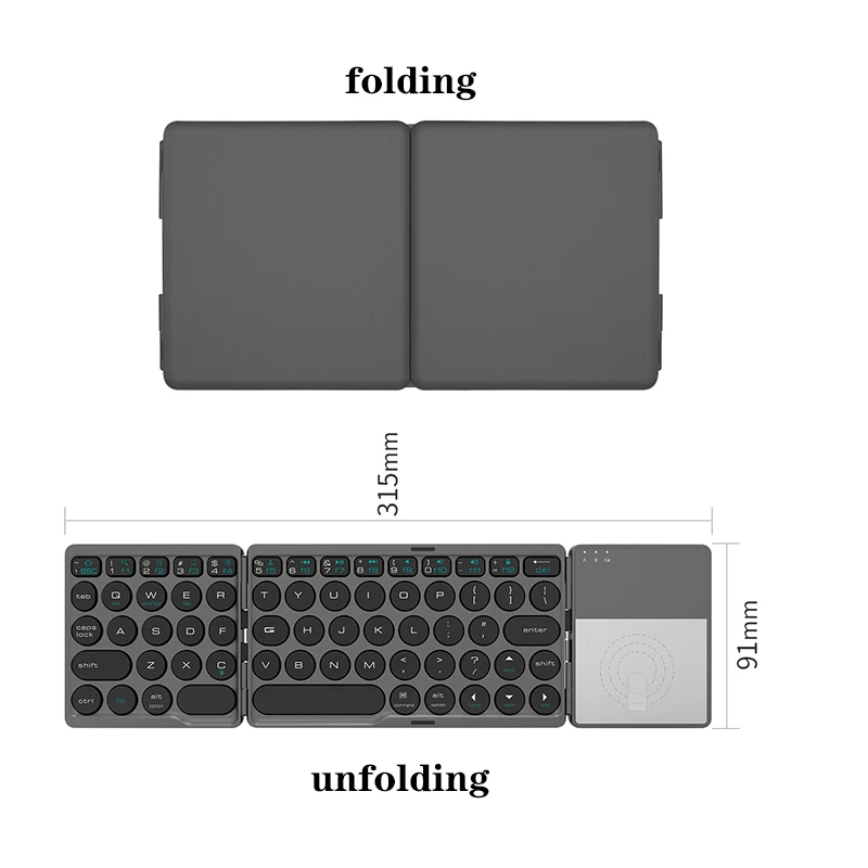 

Wireless Folding Keyboards With Touchpad Bluetooth Keyboard For IOS Android Windows Ipad Phone Tablet Mini Multi-Function Button