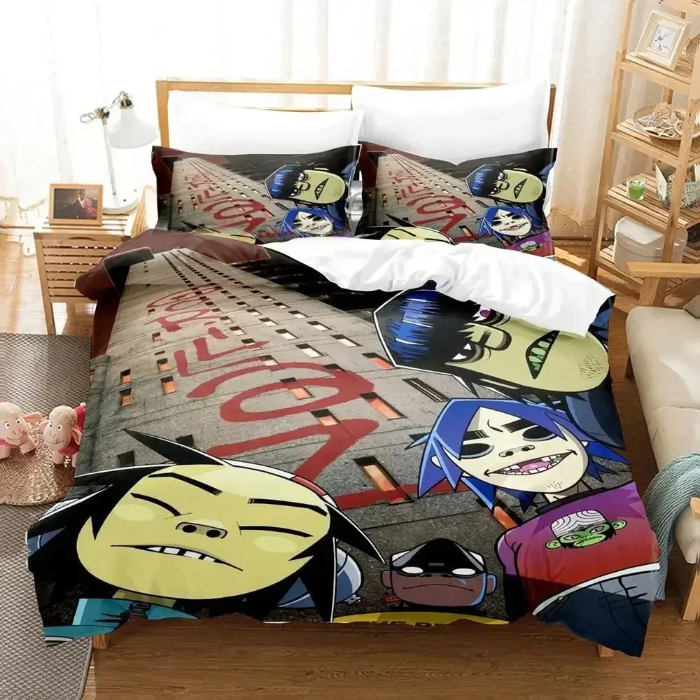 

3D Print Music Gorillaz Bedding Set Duvet Cover Bed Set Quilt Cover Pillowcase Comforter king Queen Size Boys Adult Bedding Set